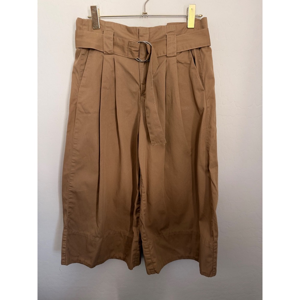 Maeve Anthropologie Tan Cotton Paperbag Wide Leg Culotte Cropped Pants 10P